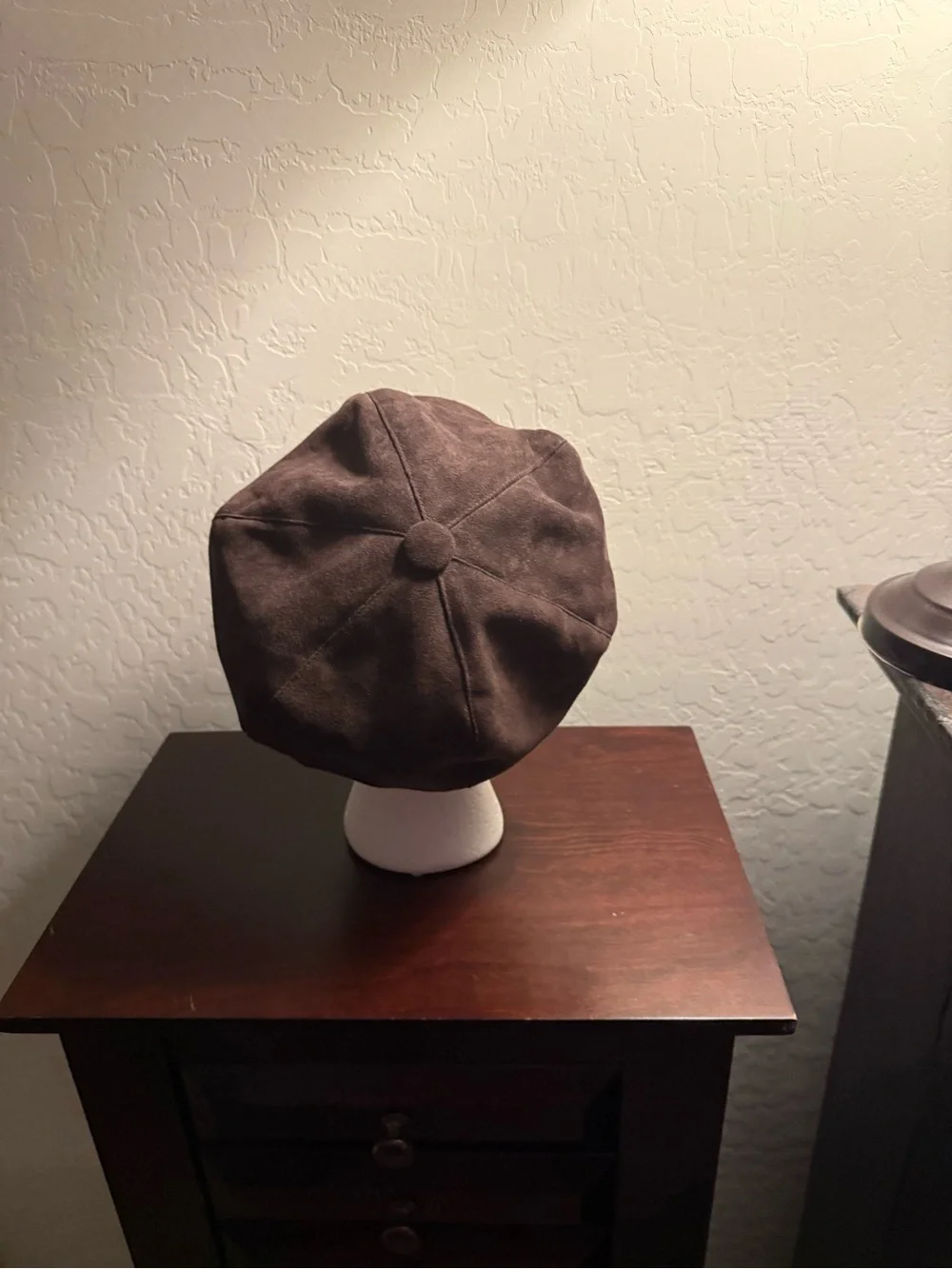 Brown Suede Newsboy Cap